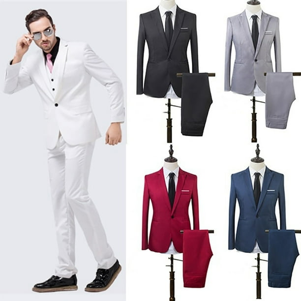 Groomsman Wedding Mens Grid Suits 3 Pcs Slim Fit Coat Vest Pants One Botton New Groomsman Wedding Mens Grid Suits 3 Pcs Slim Fit Coat Vest Pants One Botton New